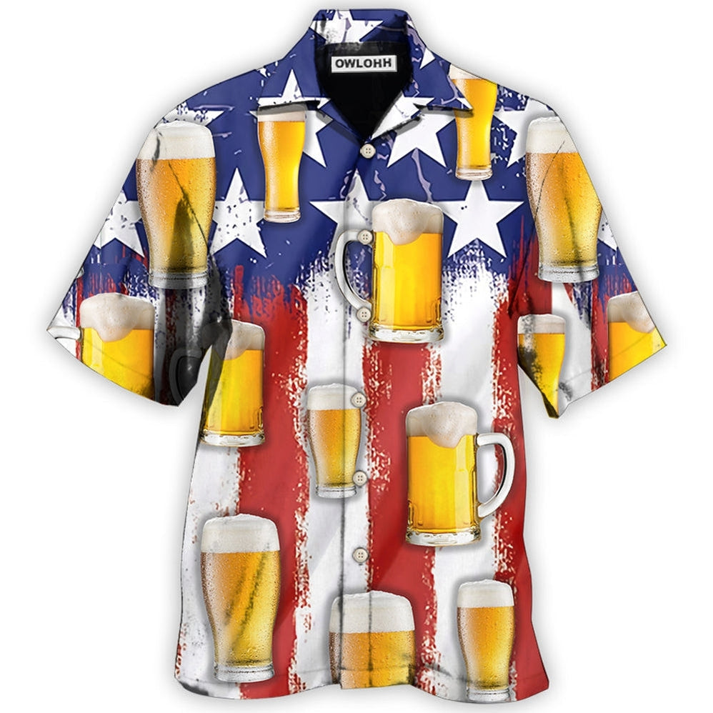 Hawaiian Shirt / Adults / S Beer Independence Day Happy - Hawaiian Shirt - Owls Matrix LTD