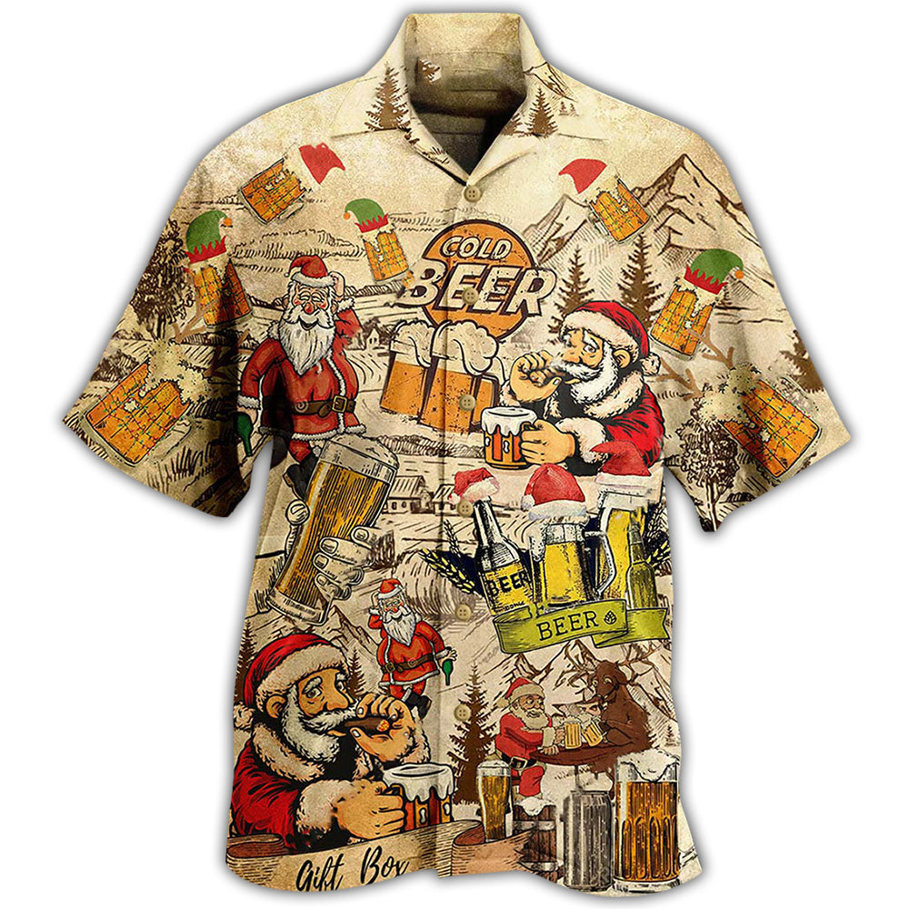 Hawaiian Shirt / Adults / S Beer Merry Xmas Love Beer - Hawaiian Shirt - Owls Matrix LTD