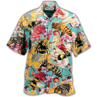 Hawaiian Shirt / Adults / S Bee Let Make Gorgeous Roses So Beautiful - Hawaiian Shirt - Owls Matrix LTD