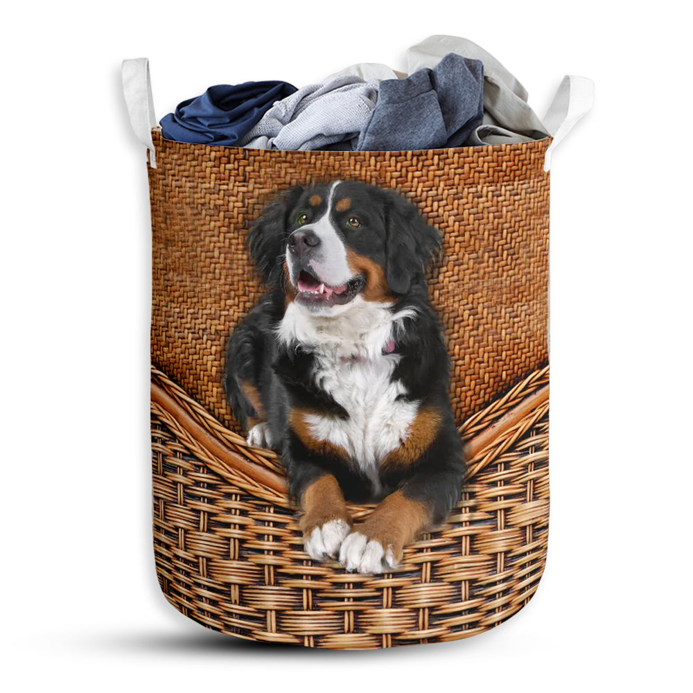 S: 17.72”x13.78” (45x35 cm) Bernese Mountain Dog Rattan Reaxture Lover - Laundry Basket - Owls Matrix LTD