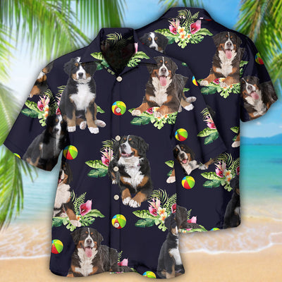 Bernese Mountain Dog Ball Tropical Floral - Hawaiian Shirt - Owls Matrix LTD