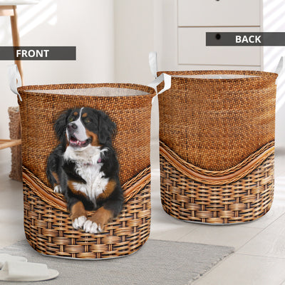 Bernese Mountain Dog Rattan Reaxture Lover - Laundry Basket - Owls Matrix LTD