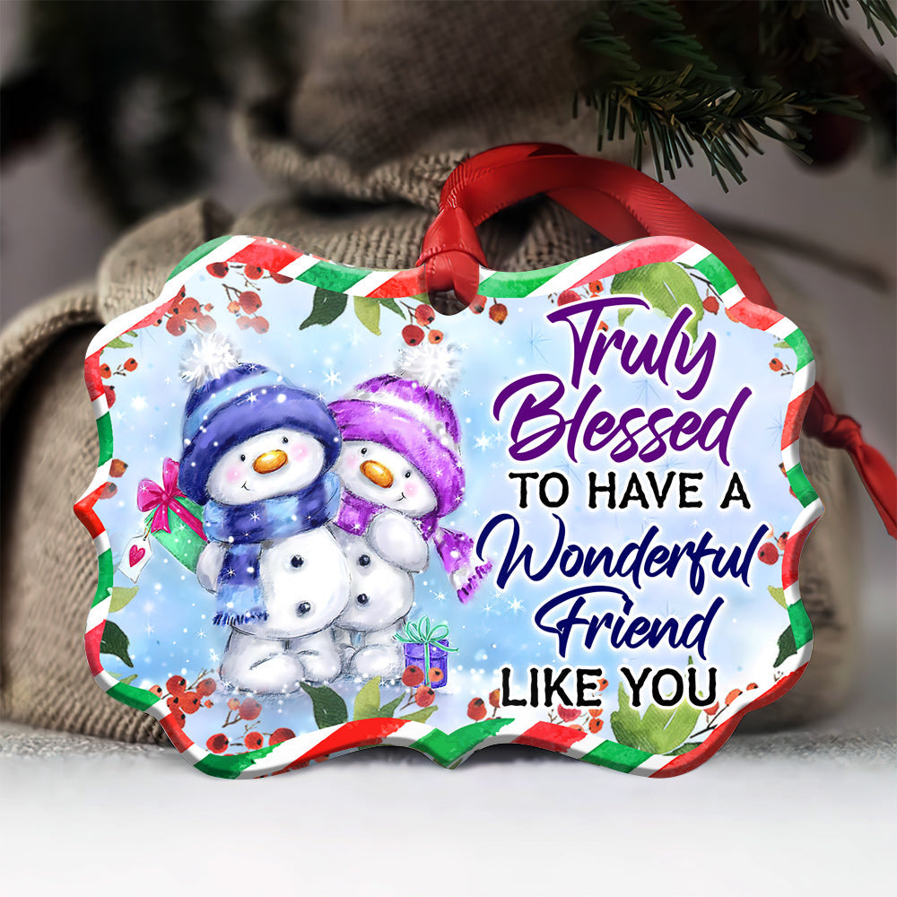 Snowman Bestie Snowman Truly Blessed - Horizontal Ornament - Owls Matrix LTD