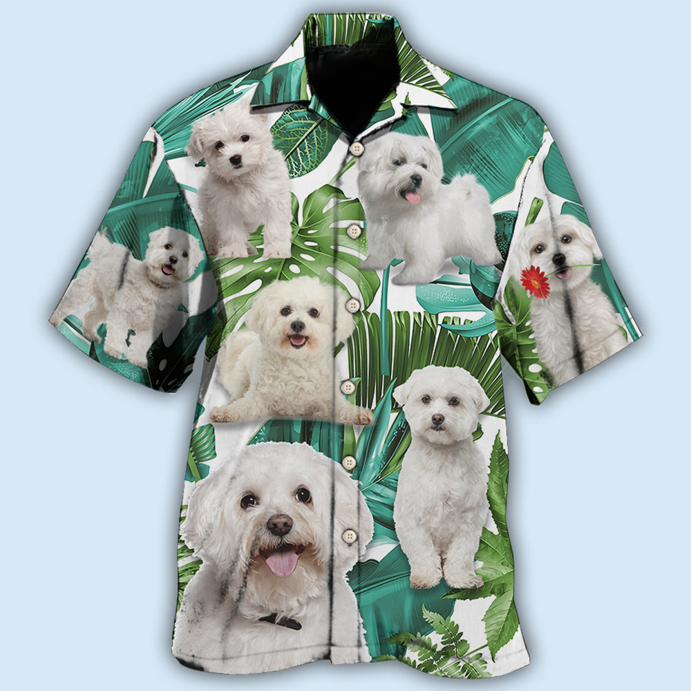 Bichon Frise Dog Tropical Leaf Style - Hawaiian Shirt - Owls Matrix LTD