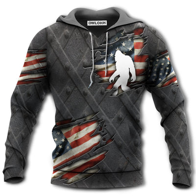 Unisex Hoodie / S Bigfoot Us Flag Pattern America - Hoodie - Owls Matrix LTD