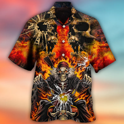 Skull Biker Style - Hawaiian Shirt - Owls Matrix LTD