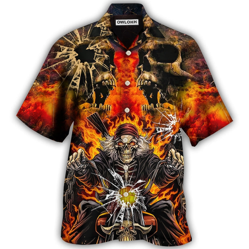 Skull Biker Style - Hawaiian Shirt - Owls Matrix LTD