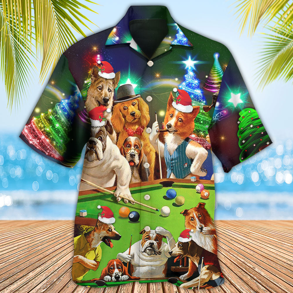 Billiard Vintage Dogs Merry Christmas - Hawaiian Shirt - Owls Matrix LTD