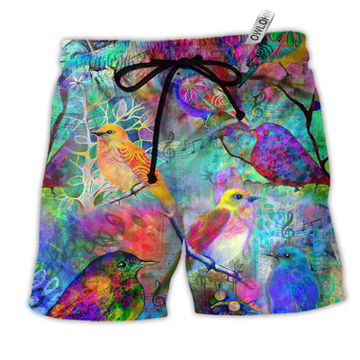 Beach Short / Adults / S Bird Colorful On The Sky - Beach Short - Owls Matrix LTD