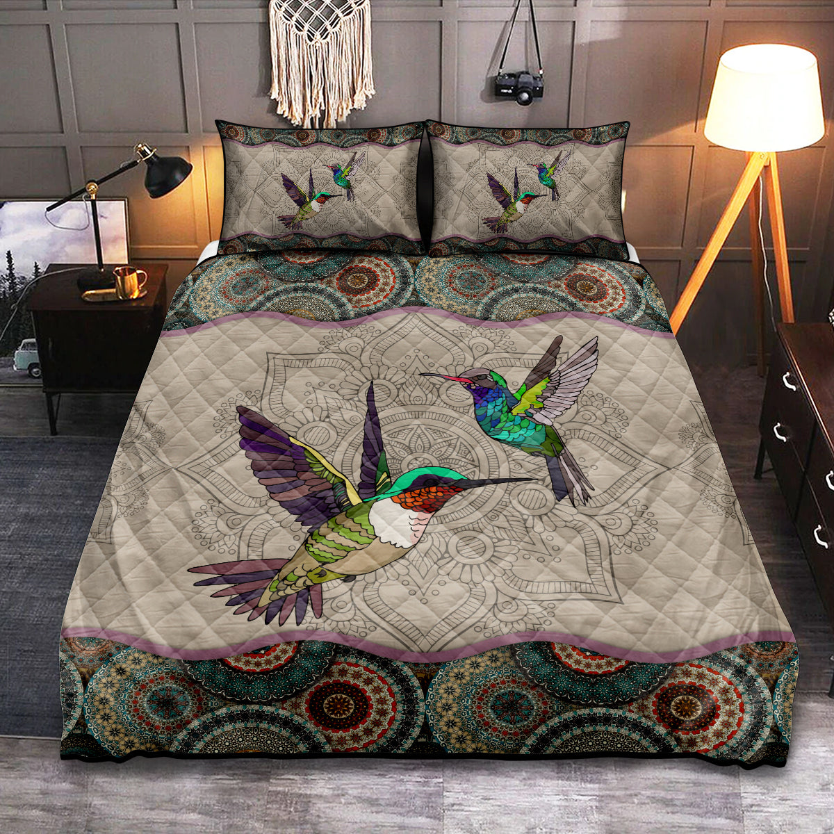 Hummingbird Couple Sleeping So Beautiful - Quilt Set - Owls Matrix LTD