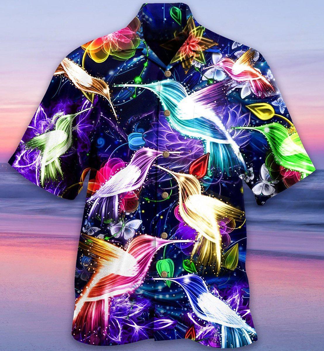 Hummingbird Neon Love Animals So Much - Hawaiian Shirt - Owls Matrix LTD