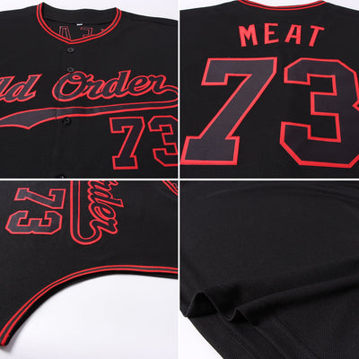 Custom Black Black-Red Authentic Sleeveless Baseball Jersey - Owls Matrix LTD