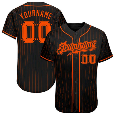 Custom Black Orange Pinstripe Orange-Black Authentic Baseball Jersey - Owls Matrix LTD