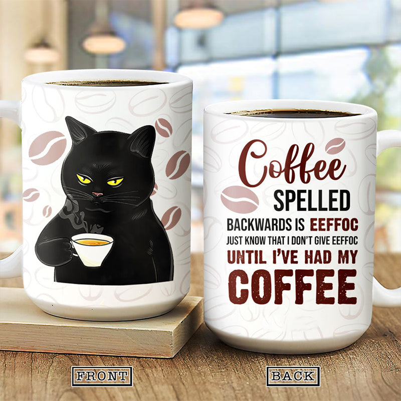 15 Oz Black Cat My Coffee - Ceramic Mug - Owls Matrix LTD