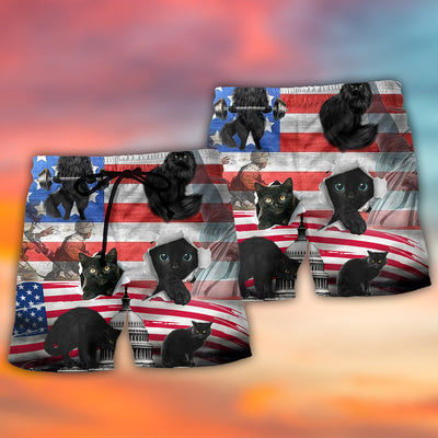 Black Cat Independence Day America - Beach Short - Owls Matrix LTD