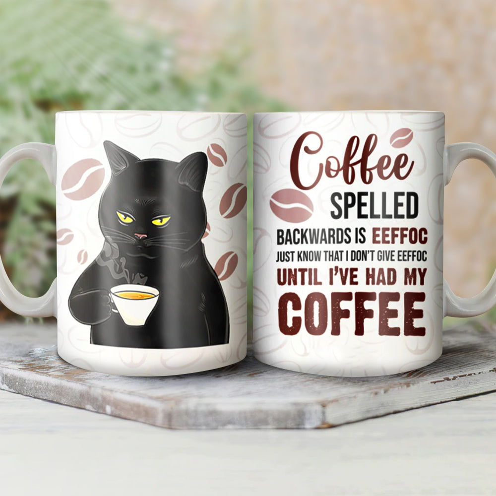 11 Oz Black Cat My Coffee - Ceramic Mug - Owls Matrix LTD