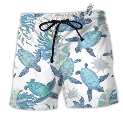Beach Short / Adults / S Blue Turtle Basic Nice Style - Beach Short - Owls Matrix LTD