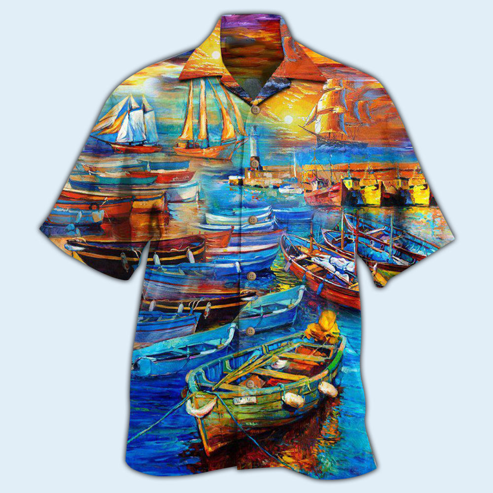 Boat The Bygone Days By The Harbor Eventful Life - Hawaiian Shirt - Owls Matrix LTD