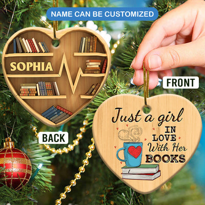 Pack 1 Book Lover Just A Girl in Love With Her Books Personalized - Heart Ornament - Owls Matrix LTD