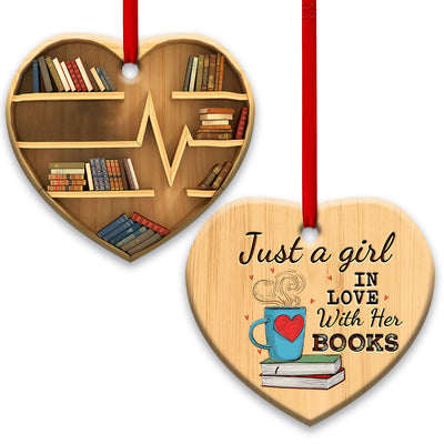 Book Lover Just A Girl in Love With Her Books Personalized - Heart Ornament - Owls Matrix LTD