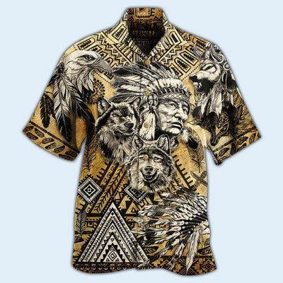 Native Born To Be A Native American Vintage - Hawaiian Shirt - Owls Matrix LTD