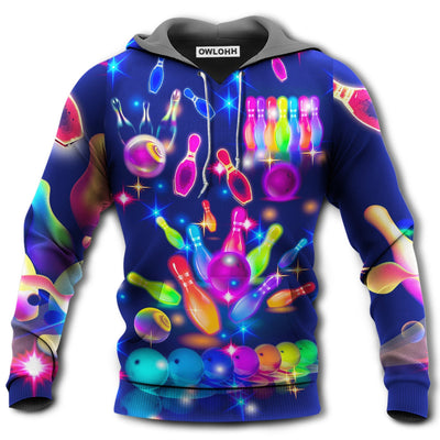 Unisex Hoodie / S Bowling Rainbow Colorful Neon Style - Hoodie - Owls Matrix LTD