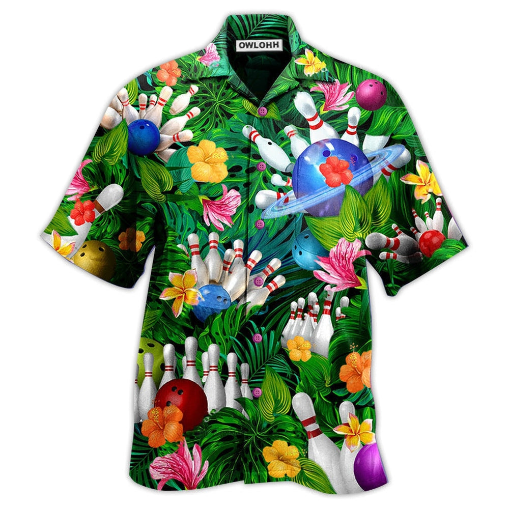Hawaiian Shirt / Adults / S Bowling What Happens At Bowling - Hawaiian Shirt - Owls Matrix LTD