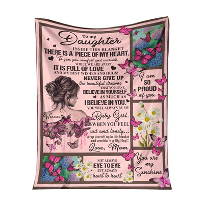 50" x 60" Breast Cancer To My Daughter Awareness Butterfly - Flannel Blanket - Owls Matrix LTD