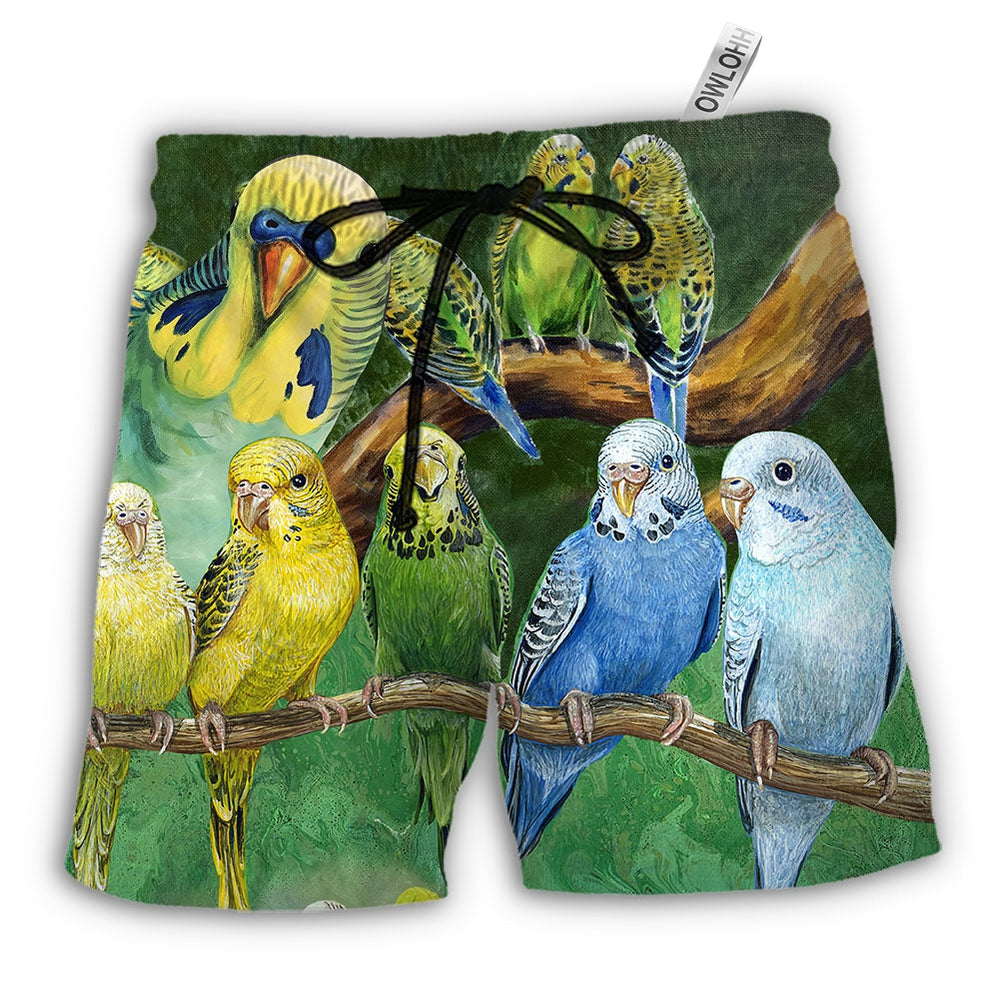 Beach Short / Adults / S Parrot Lovely Budgie - Beach Short - Owls Matrix LTD