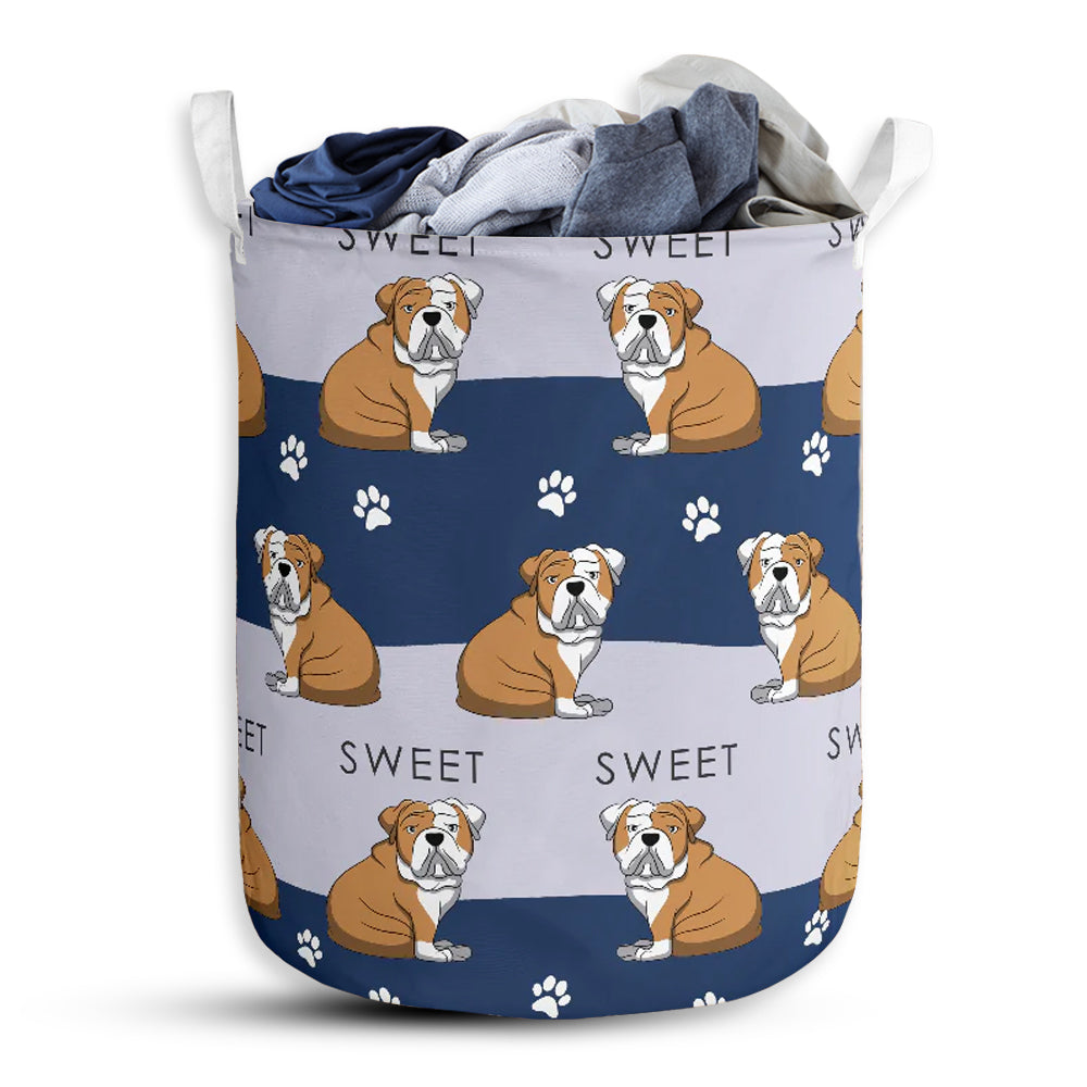 S: 17.72”x13.78” (45x35 cm) Bulldog Sweet Cute Style - Laundry Basket - Owls Matrix LTD