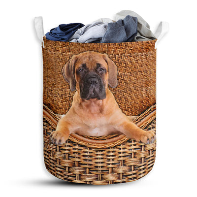 S: 17.72”x13.78” (45x35 cm) Bullmastiff Dog Rattan Teaxture - Laundry Basket - Owls Matrix LTD