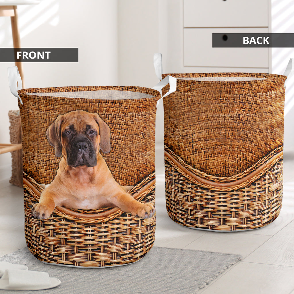 Bullmastiff Dog Rattan Teaxture - Laundry Basket - Owls Matrix LTD