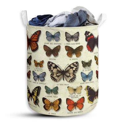 S: 17.72”x13.78” (45x35 cm) Butterfly All Types Colorful - Laundry Basket - Owls Matrix LTD