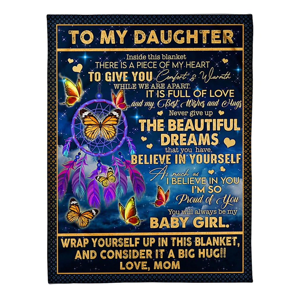 50" x 60" Butterfly Believe In Yourself Lovely Gift For Daughter - Flannel Blanket - Owls Matrix LTD