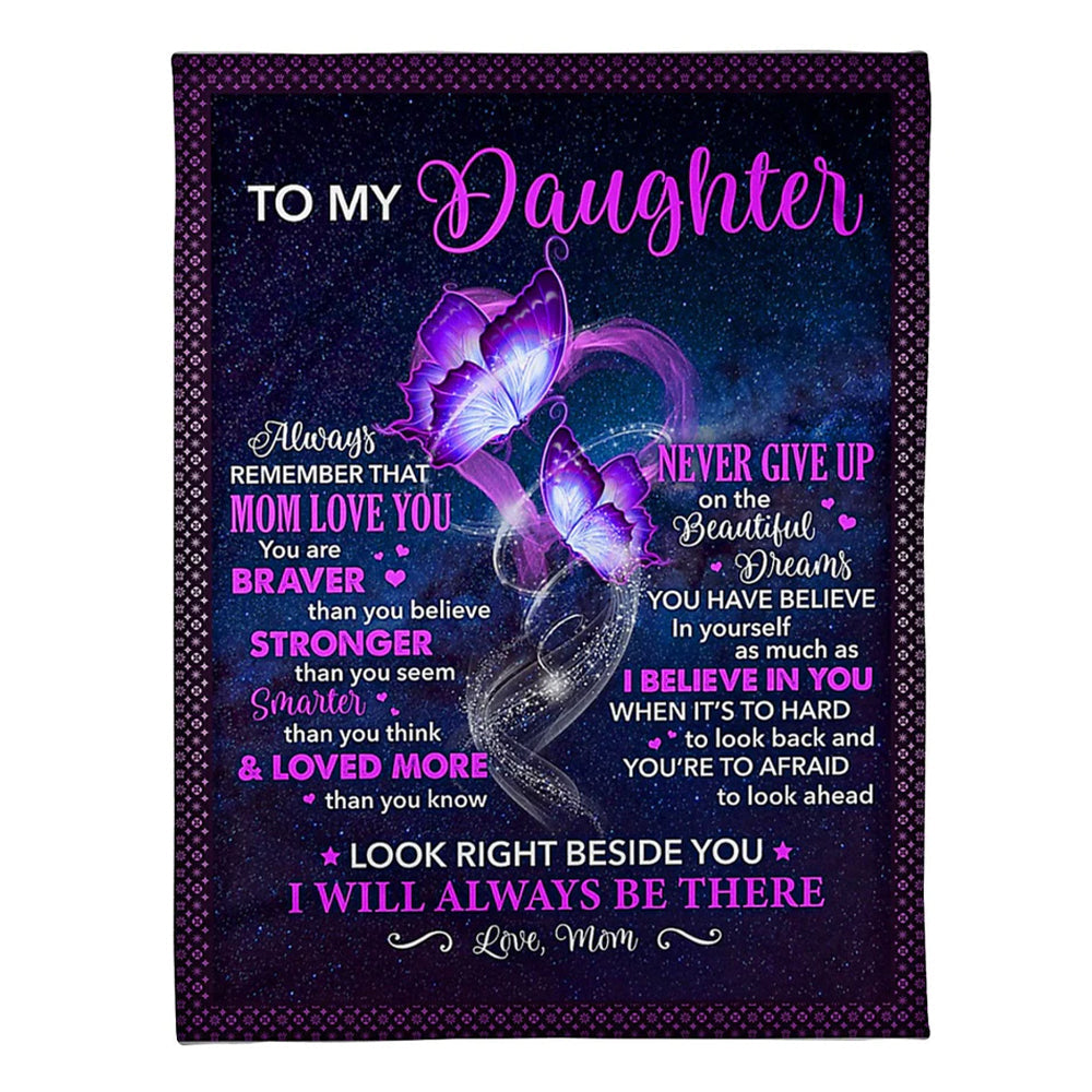 50" x 60" Butterfly Daughter Look Right I'll Always Be There - Flannel Blanket - Owls Matrix LTD