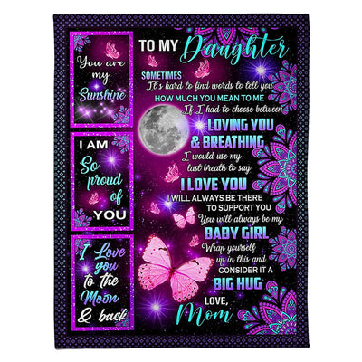50" x 60" Butterfly I Love You Amazing Gift For Daughter - Flannel Blanket - Owls Matrix LTD