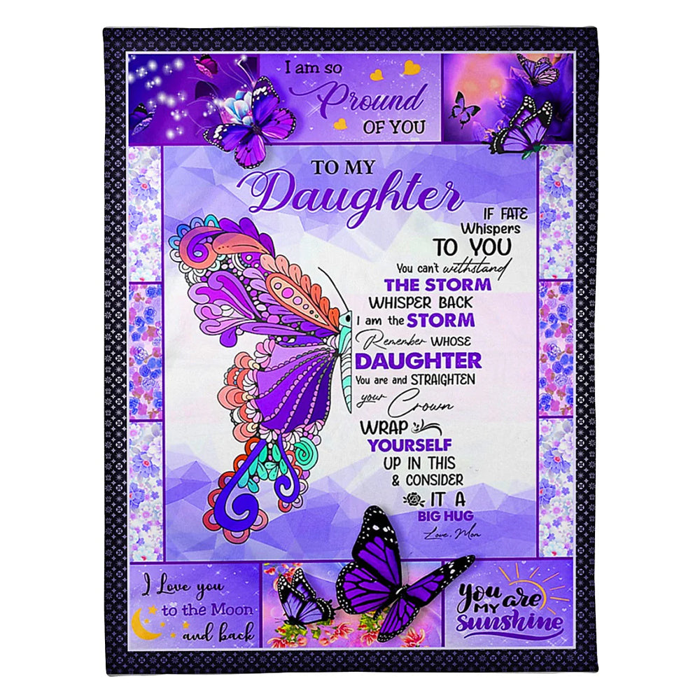 50" x 60" Butterfly If Fate Whispers To You Mom To Daughter - Flannel Blanket - Owls Matrix LTD