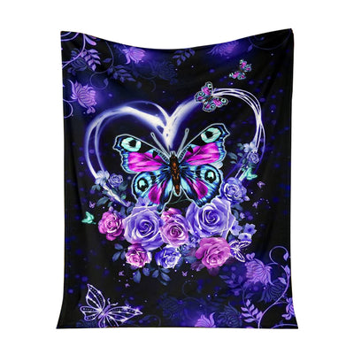 50" x 60" Butterfly Love Romantic Butterfly - Flannel Blanket - Owls Matrix LTD