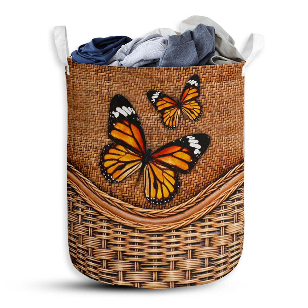 S: 17.72”x13.78” (45x35 cm) Butterfly Rattan Teaxture Lovely Style - Laundry Basket - Owls Matrix LTD