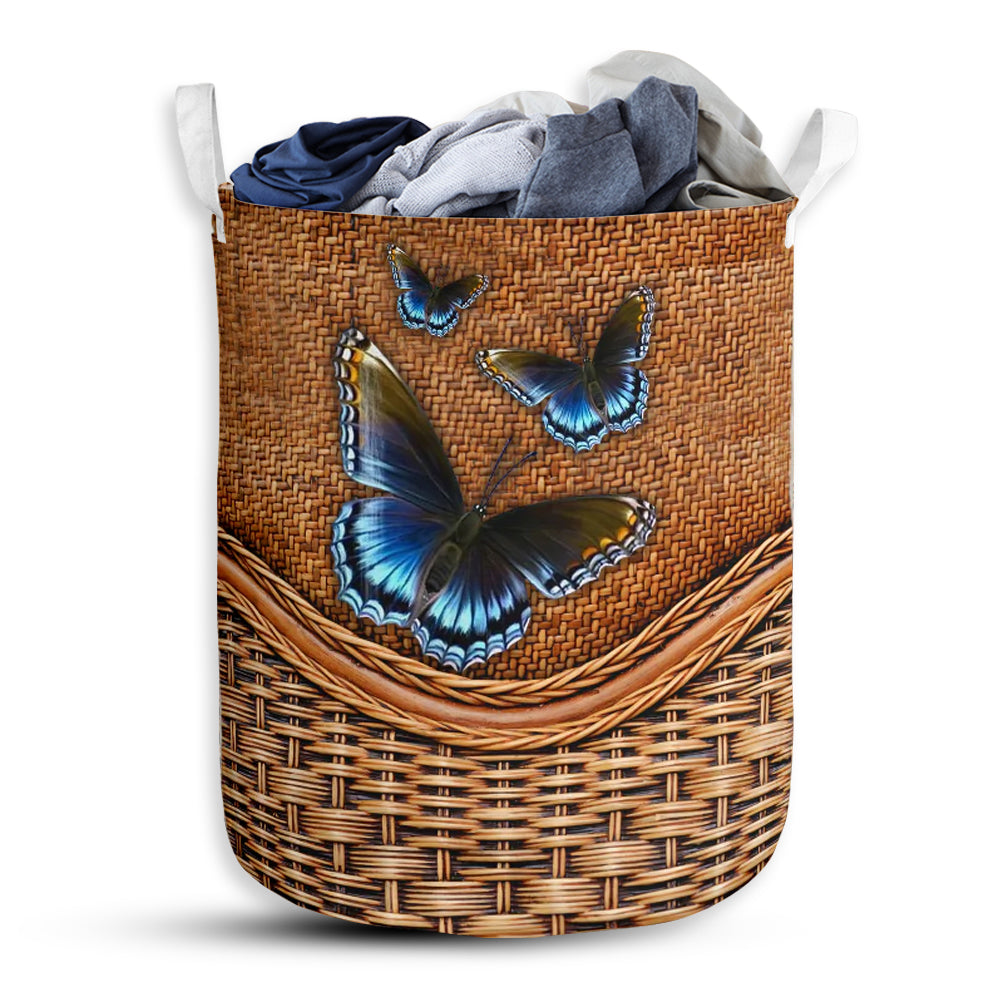 S: 17.72”x13.78” (45x35 cm) Butterfly Rattan Teaxture So Amazing - Laundry Basket - Owls Matrix LTD