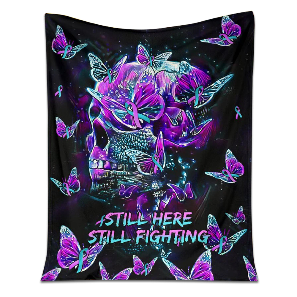 50" x 60" Suicide Prevention Still Here Still Fighting Butterfly - Flannel Blanket - Owls Matrix LTD