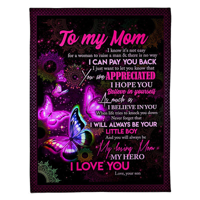 50" x 60" Butterfly To My Mom Butterfly You Are Appreciated - Flannel Blanket - Owls Matrix LTD