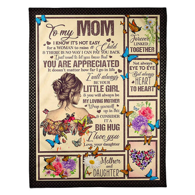 50" x 60" Butterfly To My Mom You Will Always Be My Loving Mom - Flannel Blanket - Owls Matrix LTD