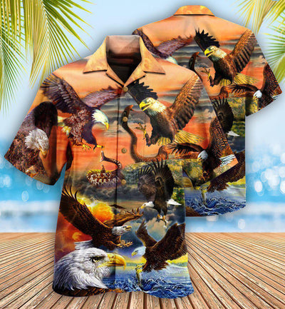 Eagle By Blood A Hunter By Heart A King Of Sunset Sky - Hawaiian Shirt - Owls Matrix LTD