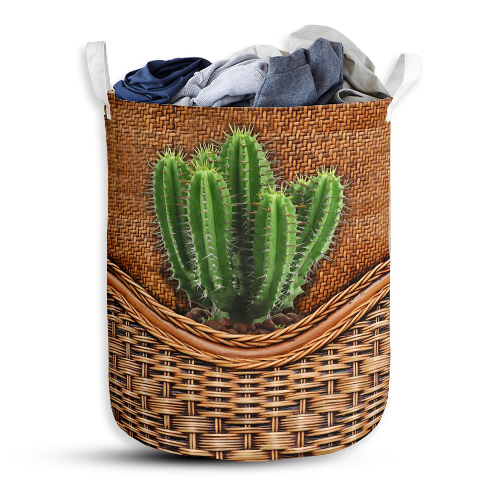 S: 17.72”x13.78” (45x35 cm) Cactus Rattan Teaxture - Laundry Basket - Owls Matrix LTD
