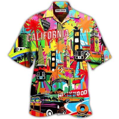 Hawaiian Shirt / Adults / S California Where Its Summer Time Colorful - Hawaiian Shirt - Owls Matrix LTD