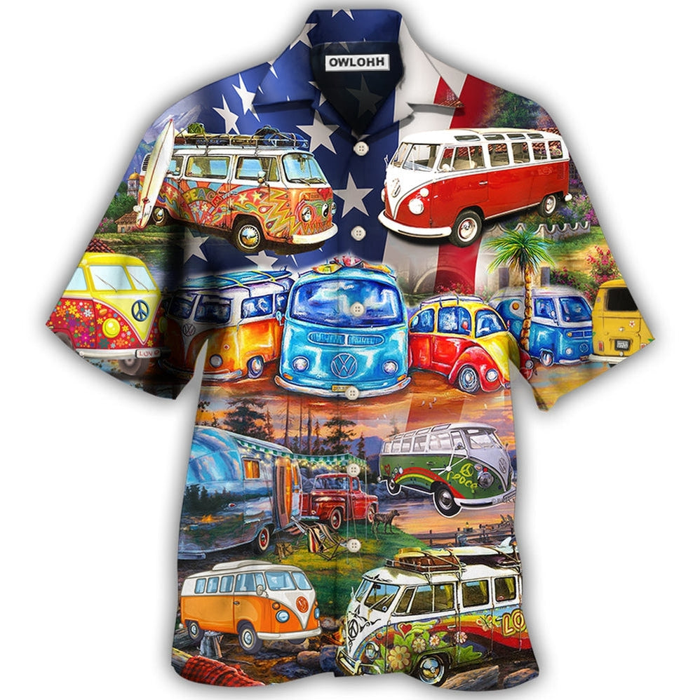Hawaiian Shirt / Adults / S Camping Independence Day America - Hawaiian Shirt - Owls Matrix LTD