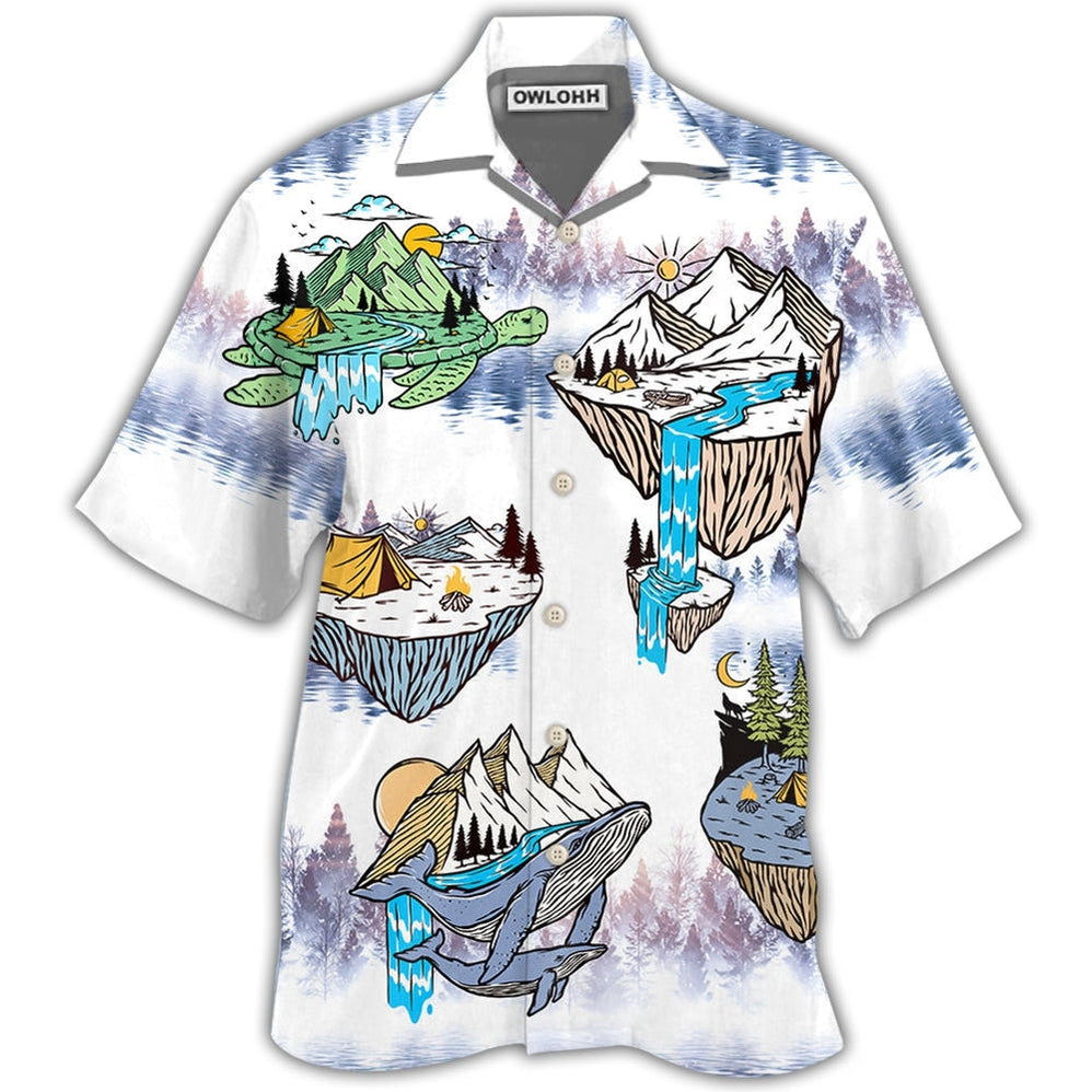 Hawaiian Shirt / Adults / S Camping Turtle And Shark - Hawaiian Shirt - Owls Matrix LTD