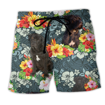Beach Short / Adults / S Cane Corso Dog Lover Tropical Floral - Beach Short - Owls Matrix LTD