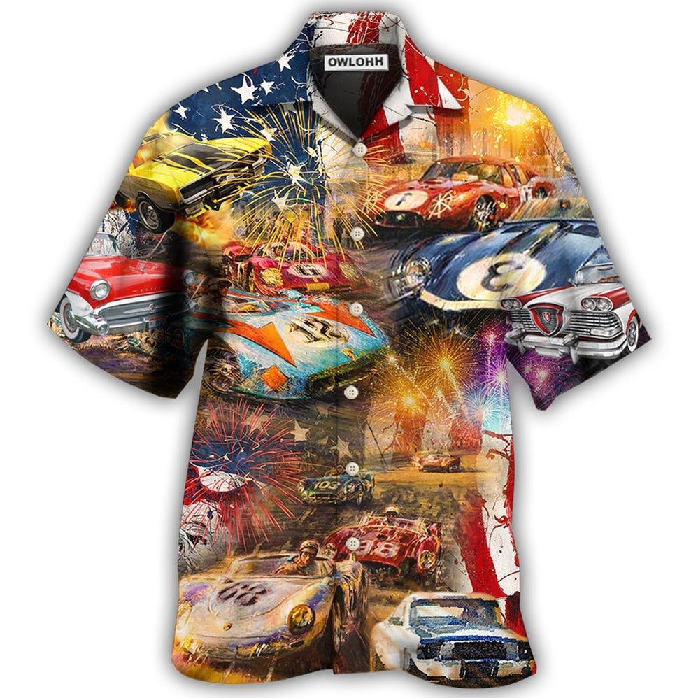 Hawaiian Shirt / Adults / S Car Racing Independence Day - Hawaiian Shirt - Owls Matrix LTD